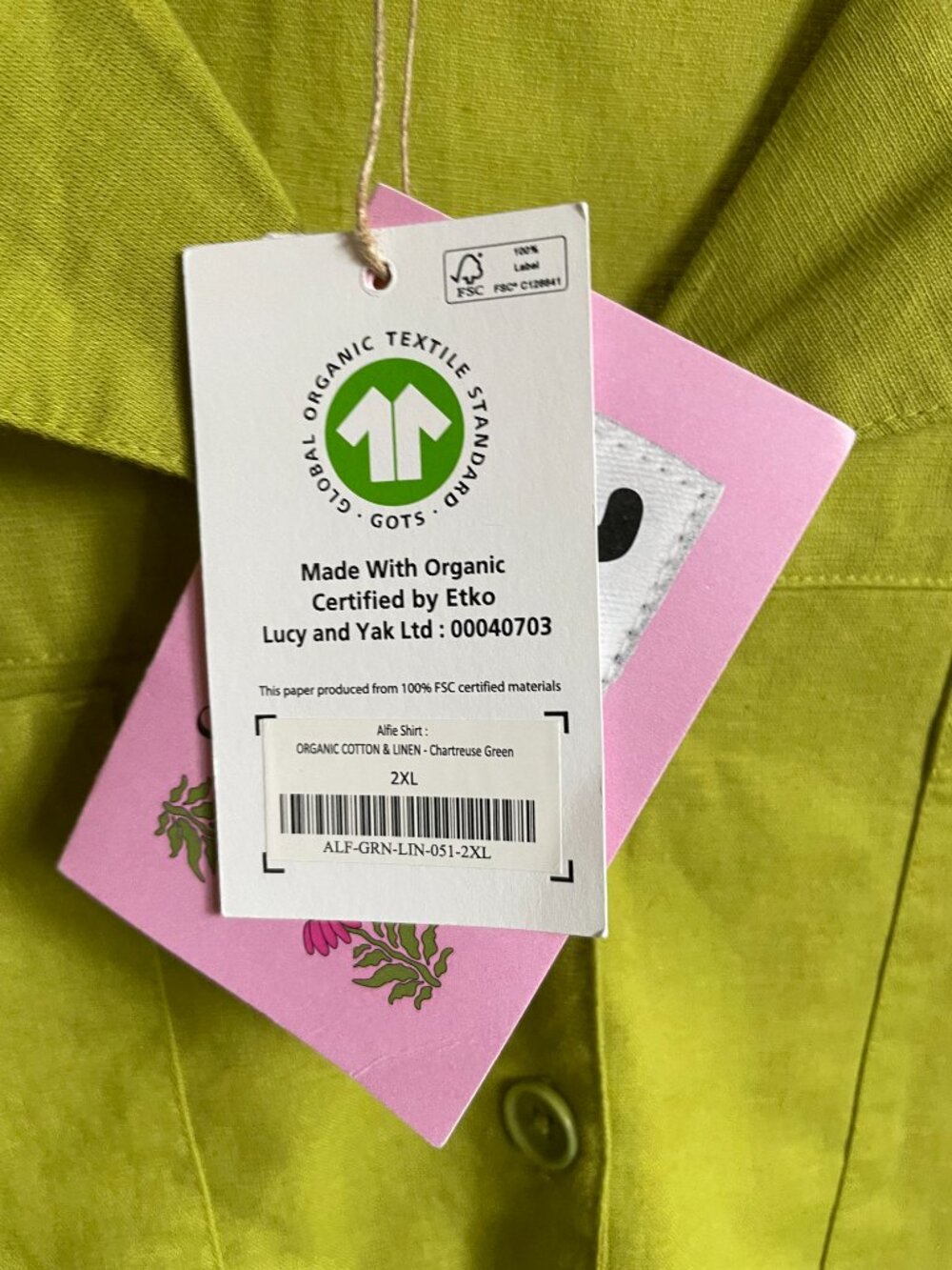 Lucy & Yak Lime Green Button-Down Shirt - Picture 6 of 10